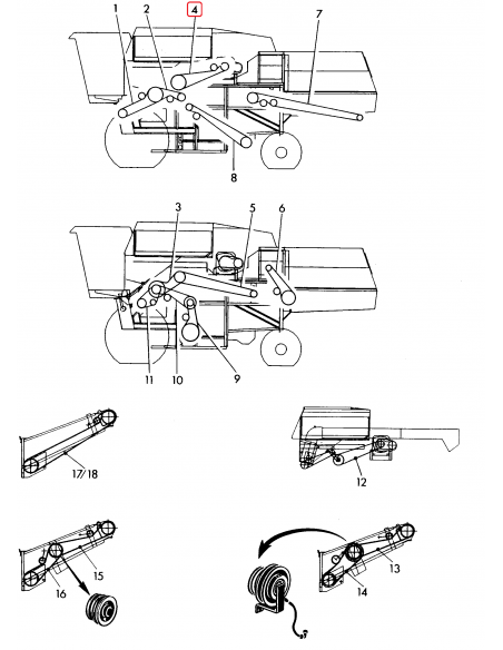 Curea 4HC-3670 mm John Deere Z54332, Z59255, Z61857