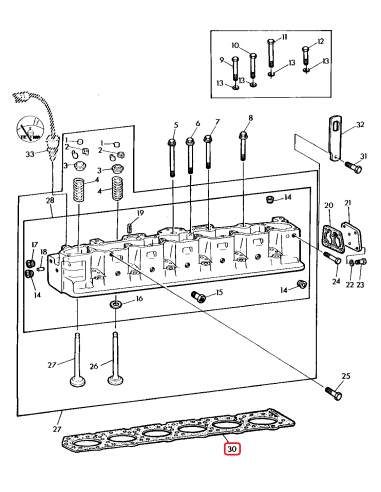 Garnitura Chiulasa Ø 129 mm John Deere R47336, R55182, R80026, RE34010, RE47336