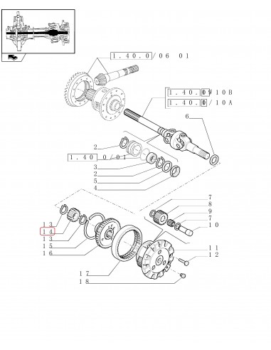 Pinion 40x50x43 mm Z-16 Case IH/Ford New Holland 5136819, 84262815