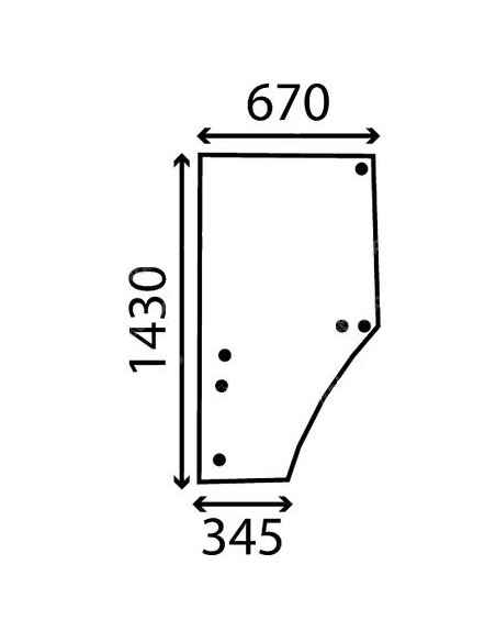 Geam Usa 695x1430x6 mm - Stanga John Deere L169102, L213354, L77647, L77653