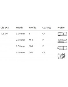 Piston Ring Ø 105-3x2.5x2.5x5 mm STD VM Motori 10270073A 2