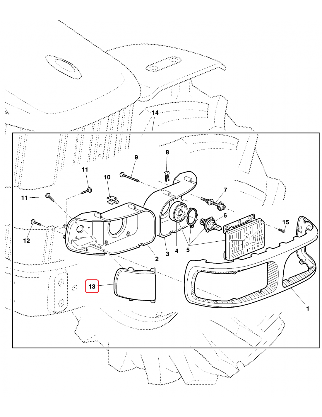 Cover, Head Lights, Front Grill RH John Deere L151849