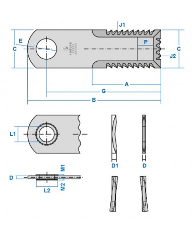 Knife, Straw Chopper 175x50x4.5 mm Ø 20.1 mm 84019620, 84068444, HF44443, Z105500, 51128