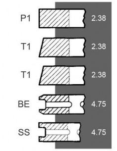 Segmenti Piston Ø 82.55 - 2.38x2.38x2.38x4.76x4.76 mm 15408201-00