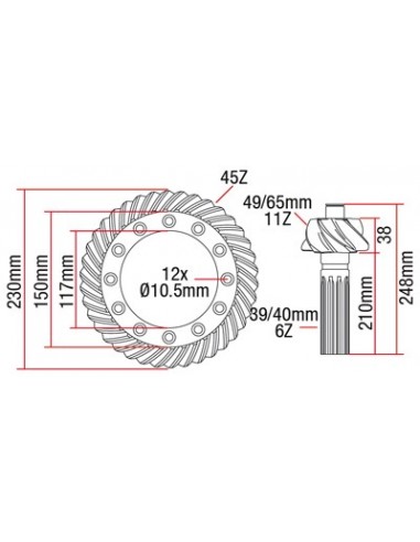 Grup Conic, Pinion & Coroana Z11x45  Massey Ferguson 3427113M91