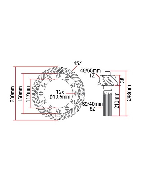 Grup Conic, Pinion & Coroana Z11x45  Massey Ferguson 3427113M91