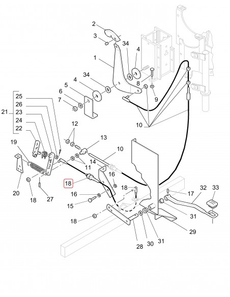 Cablu Acceleratie Picior 908 mm Fiat, Ford 47727797, 86002269, 86504054, 89840762, 9840762
