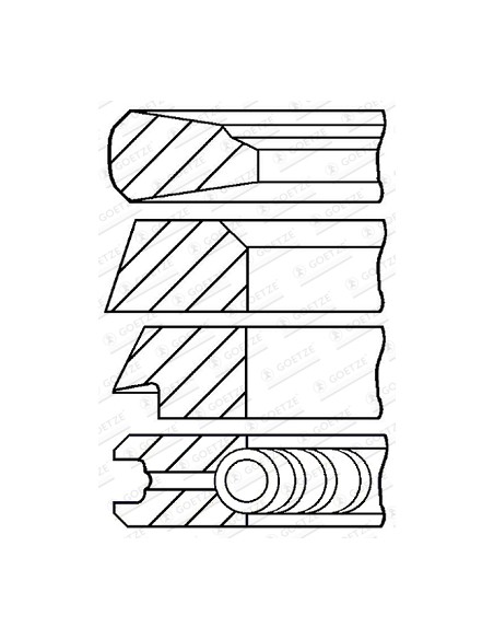 Piston Ring Ø 100-3x2x2x4 mm F281202310021, F281202310040, F281202310050, Renault 7701032429, 7701201833