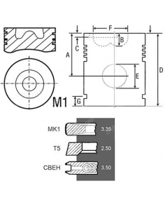 Piston 105 - 0.040''-1.02 mm cu Segmenti 4115P017 2