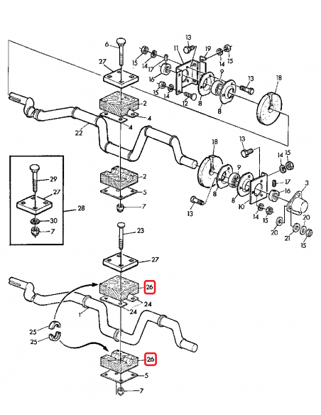 Lagar Lemn Ø 38-112x100 mm 4 Gauri John Deere AZ28804, AZ31217