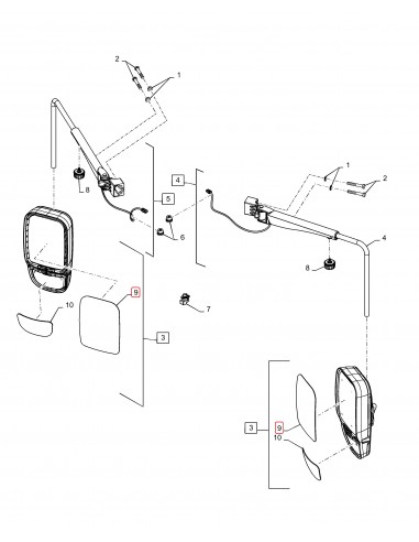 Mirror Glass, Motorised, Heated 215x305x3 mm Case IH/Ford New Holland 47589079, 7300.190.A, 7300190A