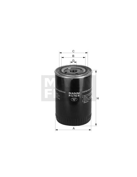 Oil Filter Mann W940/37, Ford 785F6714AA2A, 785F6714AA3A, 1782038, 785F6714AA1A, 1834113, 730390201