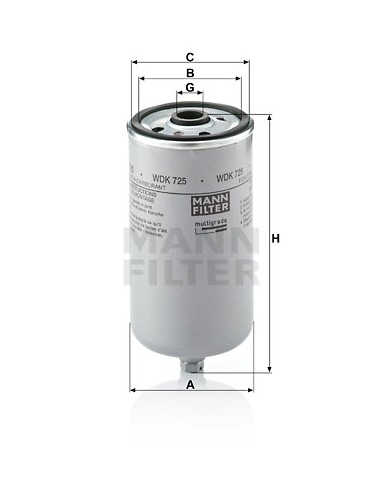 Filtru Combustibil 62x71x155 mm M16X1.5 Mann WDK725