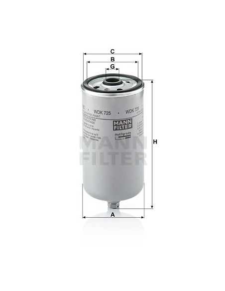 Filtru Combustibil 62x71x155 mm M16X1.5 Mann WDK725