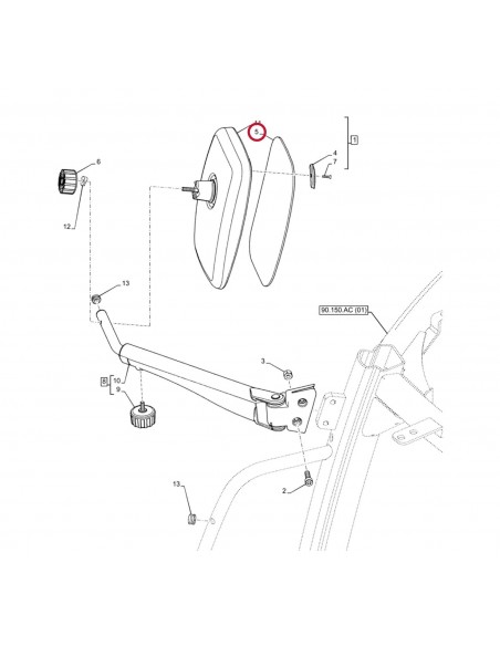 Geam Oglinda, Convex 314 mm 324437A1, 3904488M1, 71397839, 7418.006.A, 7418006A, 82015243, 82035218, 87775499