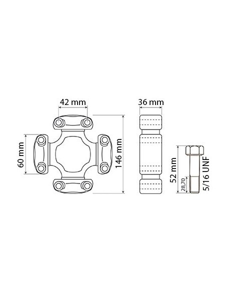 Cruce Cardanica 146 mm Case IH/New Holland 259076A2, 84355365 Cruce Cardanica 146 mm Case IH/New Holland 259076A2, 84355365
