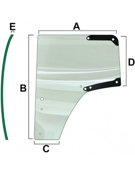 Geam Usa Cabina Stanga 692x1085x1426 mm John Deere L174348