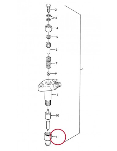 Nut, Injector 10x21x32 mm New Holland 81867527, F1NN9K549AA