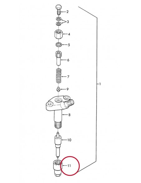 Nut, Injector 10x21x32 mm New Holland 81867527, F1NN9K549AA
