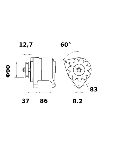 Alternator 14V 65A Iskra 11.201.276, 11201276, AAK4118, IA0276, MG110