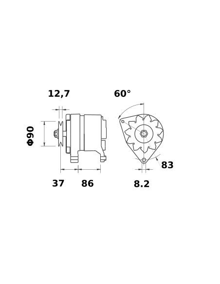 Alternator 14V 65A Iskra 11.201.276, 11201276, AAK4118, IA0276, MG110