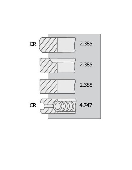 Segmenti Piston Ø 104.77mm 1584935, 80356705, 80373531, 81584935, 2701E6148A, 703F6148BAA, 703F6148BDB, 793F6148BAA