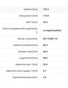 Piston Ø 115,5 mm (+0,5)  Mercedes-Benz A3600300417, A3600301117, A3600302717 2