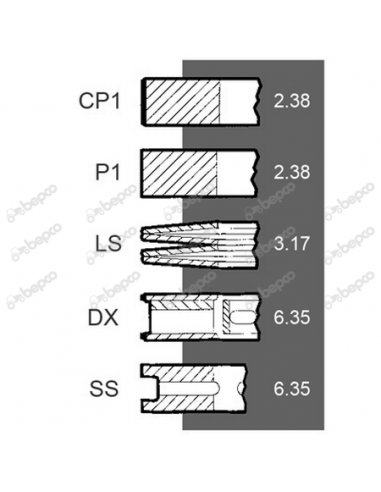 Segmenti Piston 2.38x2.38x3.17x6.35x6.35 mm 30/34-7