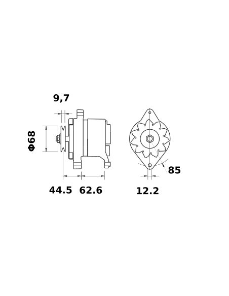 Alternator 14V 55A, Letrika 11.201.071,  MAHLE MG 43 Alternator 14V 55A, Letrika 11.201.071,  MAHLE MG 43