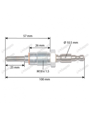 Bujie 12V M18x1.5 mm - L100 mm Fiat 4129674, 44000202, 980611, 000202,