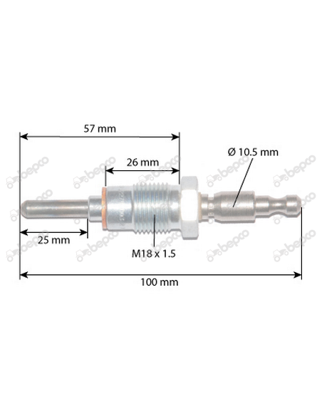 Glow Plug 12V M18x1.5 mm - L100 mm Fiat 4129674, 44000202, 980611, 000202, Glow Plug 12V M18x1.5 mm - L100 mm Fiat 4129674, 44000202, 980611, 000202,