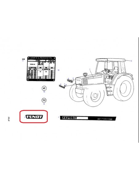 Badge, Bonnet Front Fendt 931502021530, 931.502.021.530