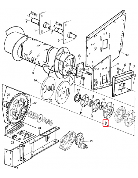 Butuc Header Ø 35x160 mm John Deere Z11509