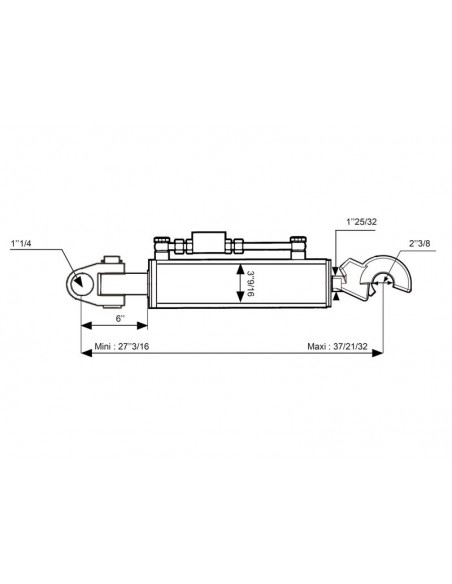 Hydraulic Top Link Cat.3/3 Knuckle and Q.R CBM Hook, Cylinder Bore 90 mm, Min. Length 690 mm Hydraulic Top Link Cat.3/3 Knuckle and Q.R CBM Hook, Cylinder Bore 90 mm, Min. Length 690 mm