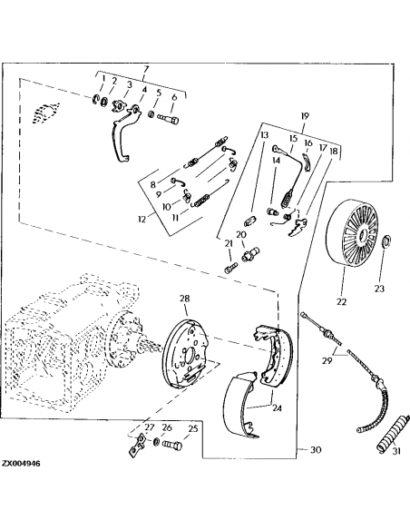 Push Pull Cable, Drum Brakes John Deere AZ47593