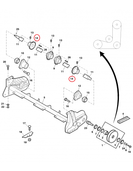 Pinion Lant Ø 57x148 mm Z-10 John Deere H159613
