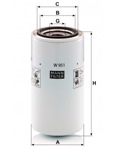 Filtru Ulei 93x174 mm Mann Filter W951, W 951