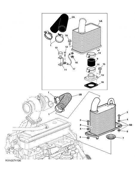 Intercooler, Aftercooler  John Deere AL156587, AL155782, AL153818
