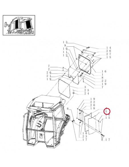 Geam Lateral Curbat Spate Dreapta 560x600x705x710 mm Case-IH 5089556