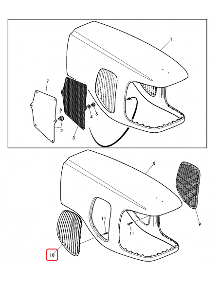 Grille, Hood Side Panel Right John Deere L157394