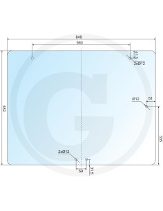 Rear Window Flat 650x845 mm Tinted 5 holes Case IH 3233046R3, 182027A1, 3233046R4, 182027A2, MC182027A2, 3233046R3X, 3233046R4