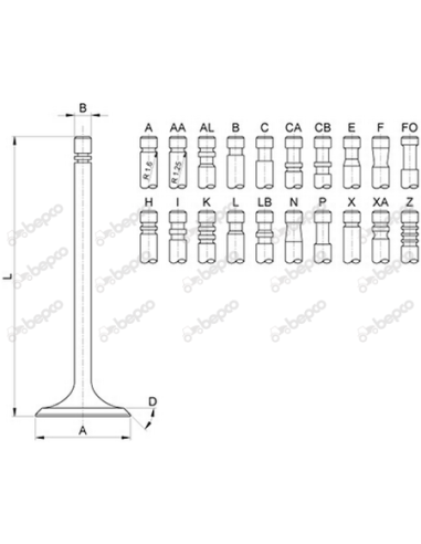 Supapa Admisie 0.015''- 0.381 mm 54/42-75B