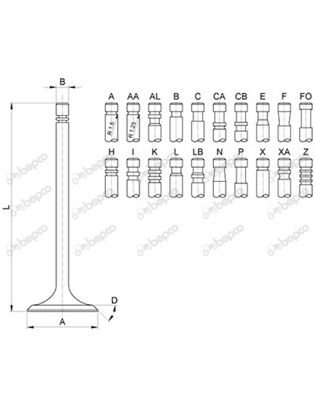 Supapa Admisie 0.015''- 0.381 mm 54/42-75B