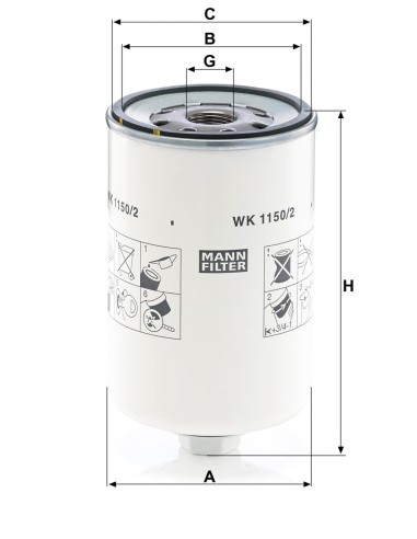 Filtru Combustibil Mann-Filter WK1150/2, WK 1150/2, WK11502, 12820742