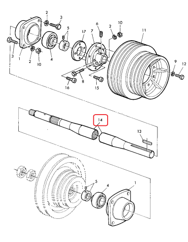 Shaft L 2070 mm Z-30 John Deere Z64619, Z58422, Z62501
