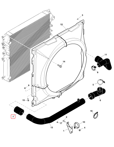 Hose, Radiator John Deere HXE17089