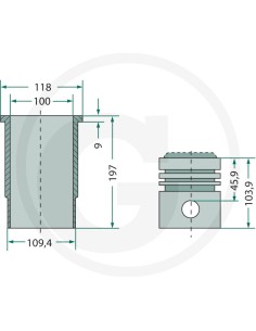 Ansamblu Piston Ø 100 mm STEYR Q38021023 2