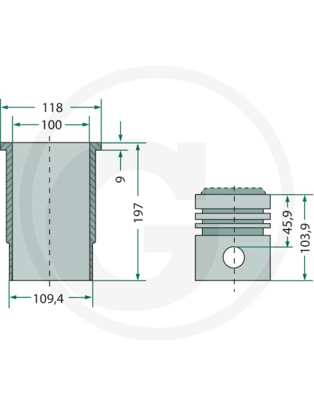 Ansamblu Piston Ø 100 mm STEYR Q38021023