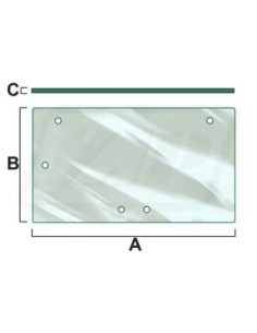 Rear Window Flat 650x845 mm Tinted 5 holes Case IH 3233046R3, 182027A1, 3233046R4, 182027A2, MC182027A2, 3233046R3X, 3233046R4