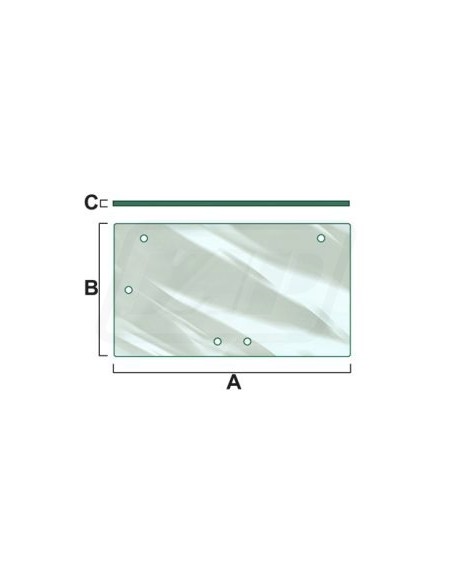 Rear Window Flat 650x845 mm Tinted 5 holes Case IH 3233046R3, 182027A1, 3233046R4, 182027A2, MC182027A2, 3233046R3X, 3233046R4